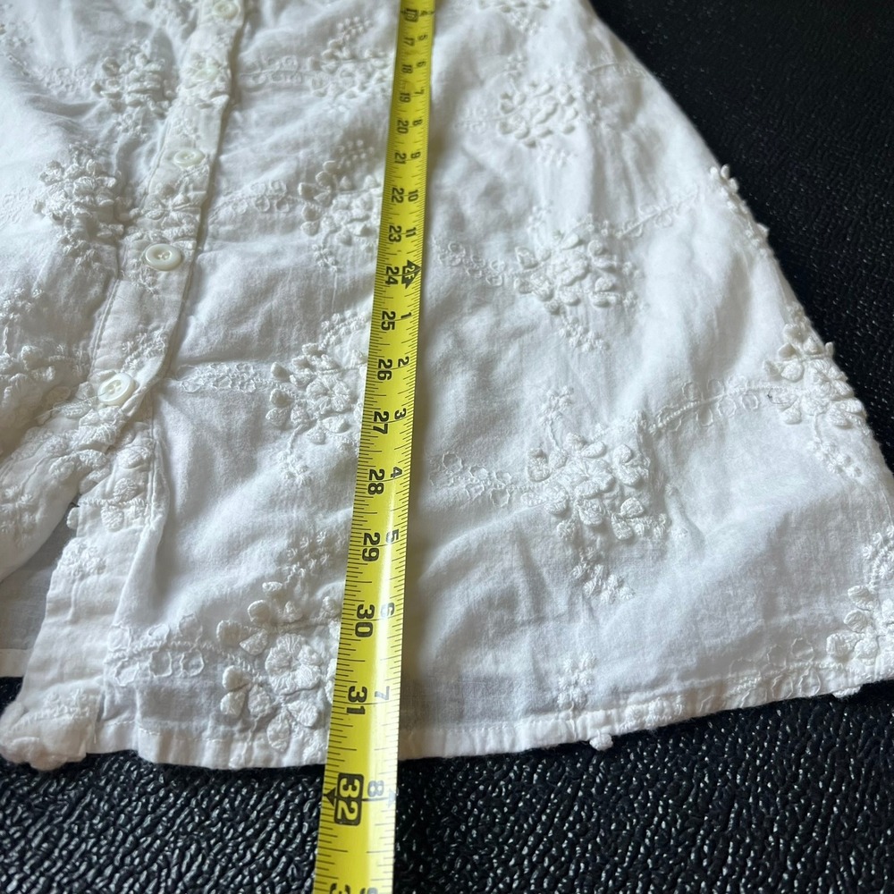 OPT White Eyelet 3D Floral Embroidered Milkmaid Mini Dress L Babydoll Coquette - Picture 8 of 9